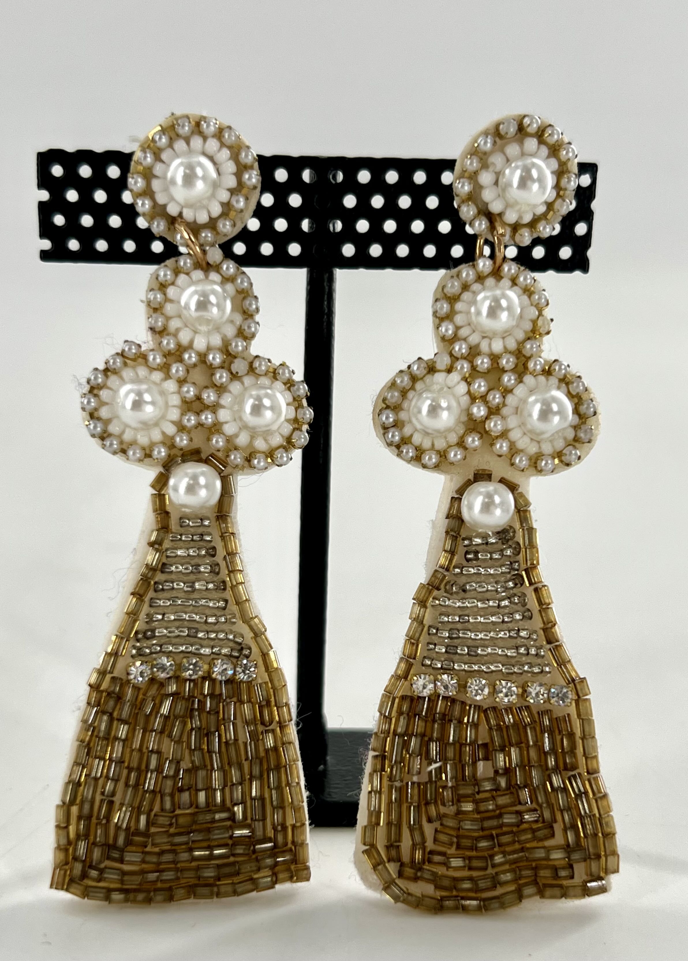 pearl beaded dangle earrings