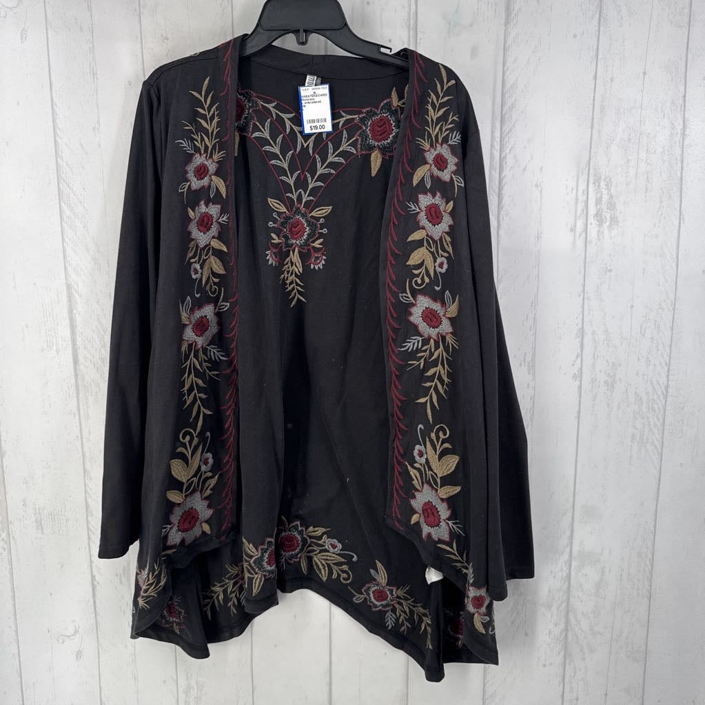L embroidered cardi