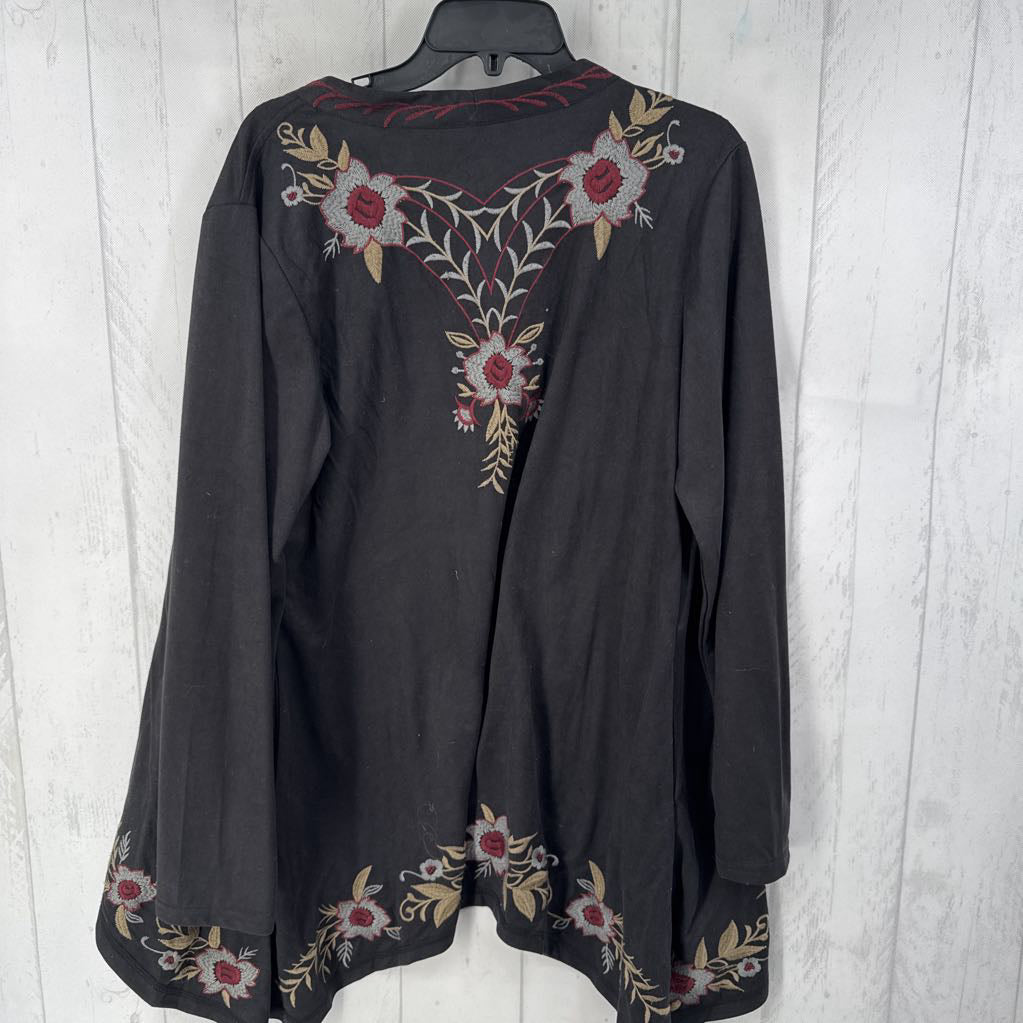 L embroidered cardi