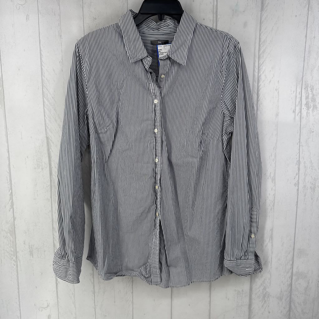 L striped button down l/s top