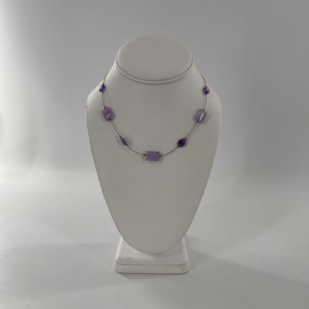 8" wire necklace w/ purple stones