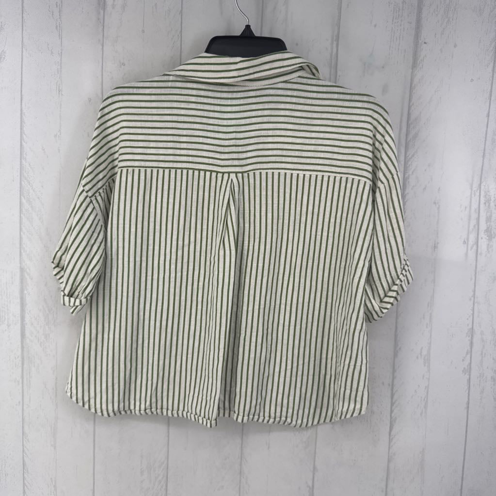 M s/s stripe button shirt