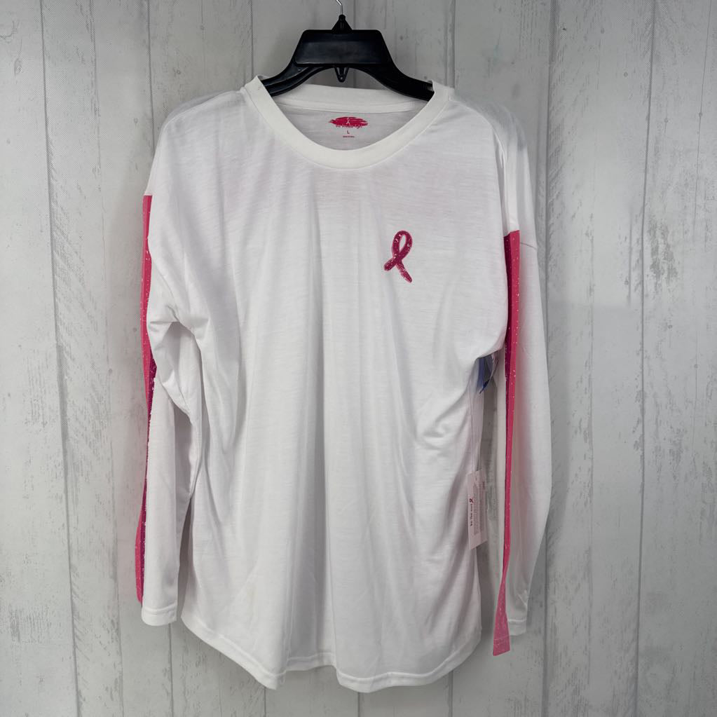 L pink ribbon l/s tee