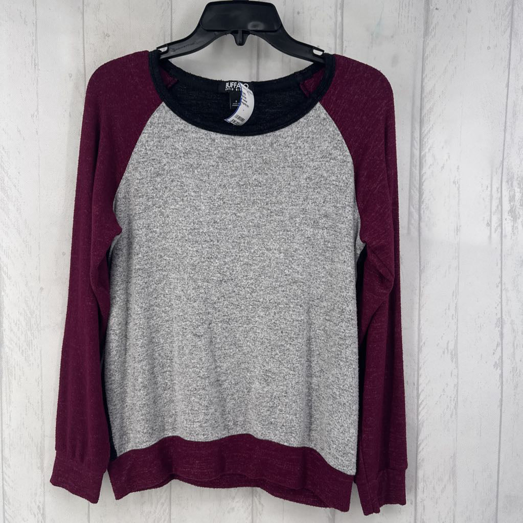 S marled colorblock l/s top