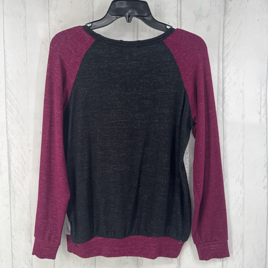 S marled colorblock l/s top