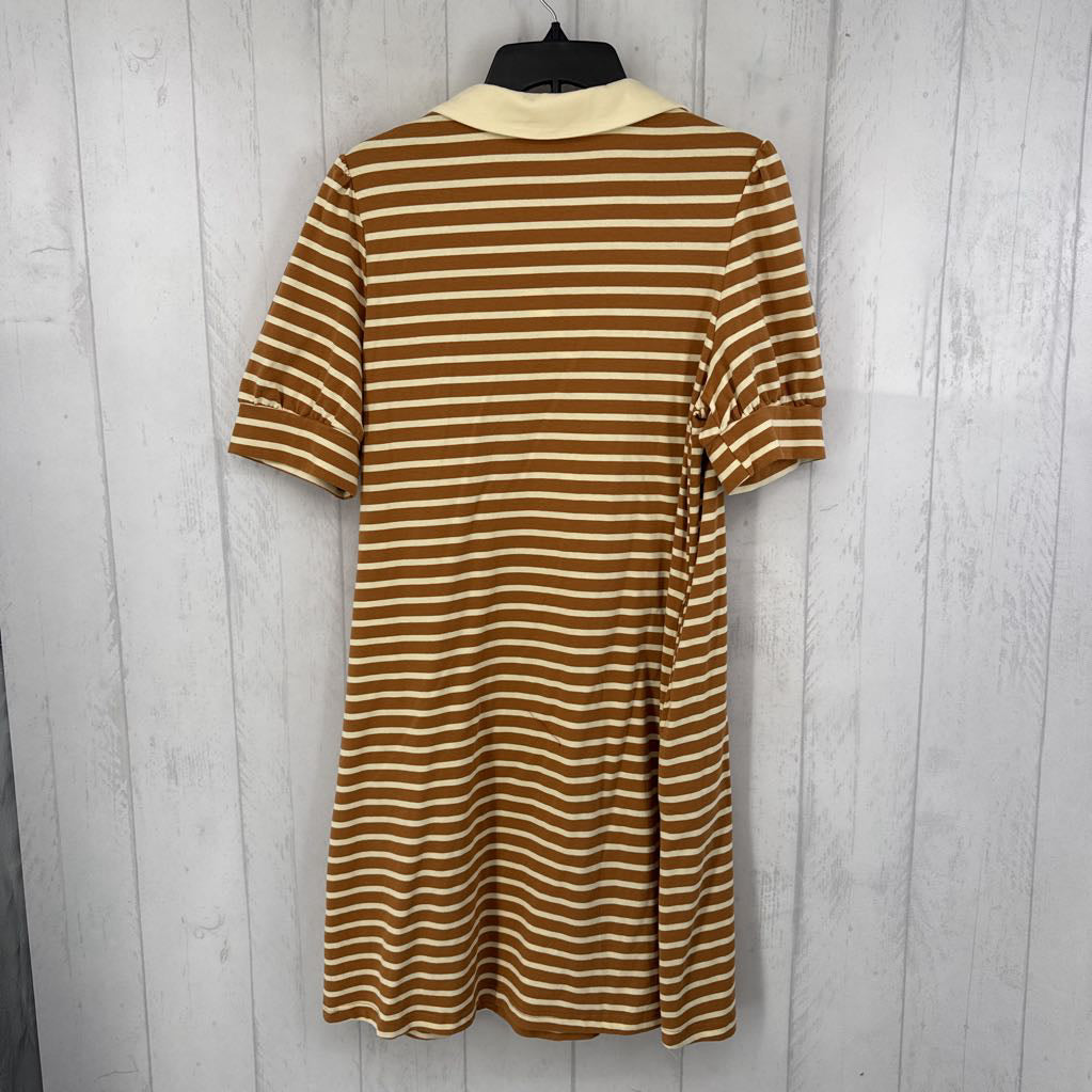 M s/s stripe color midi dress