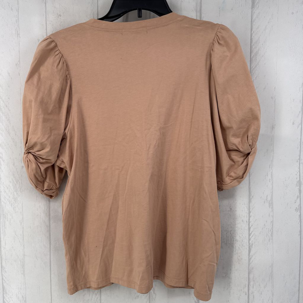 L puffy slv v-neck top