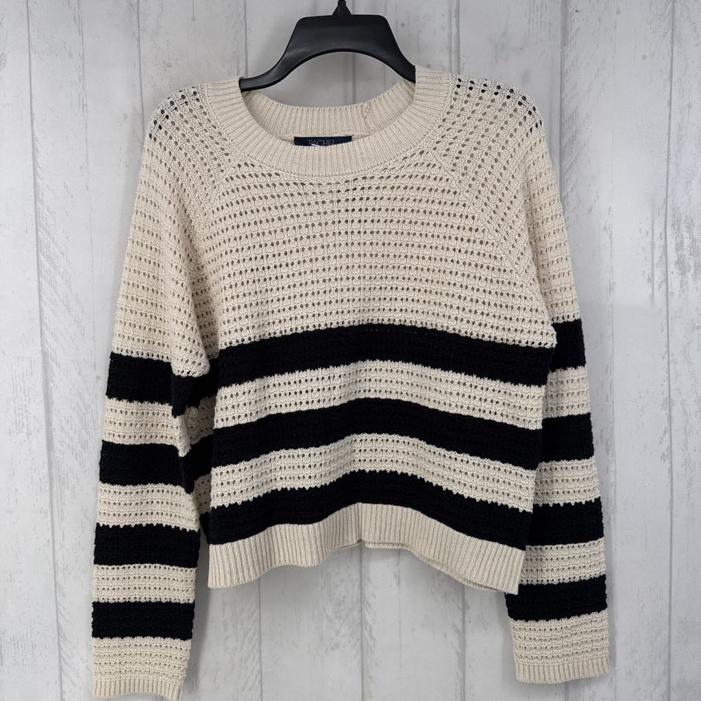 L striped crochet sweater