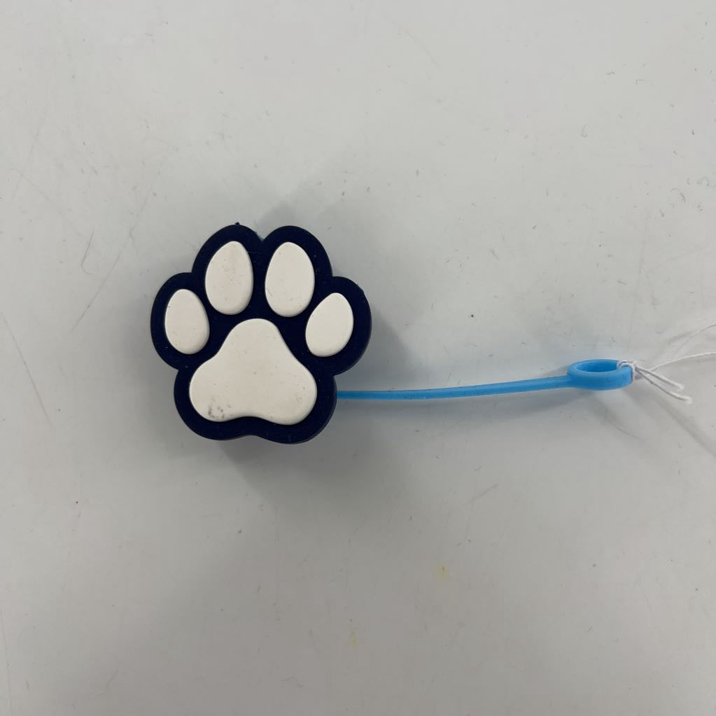 straw topper- paw print - nvy/wht