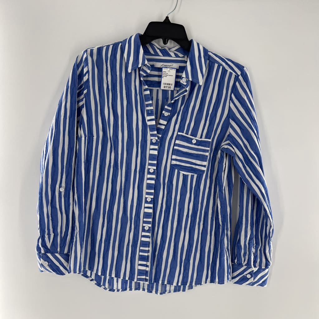16 striped button down l/s top