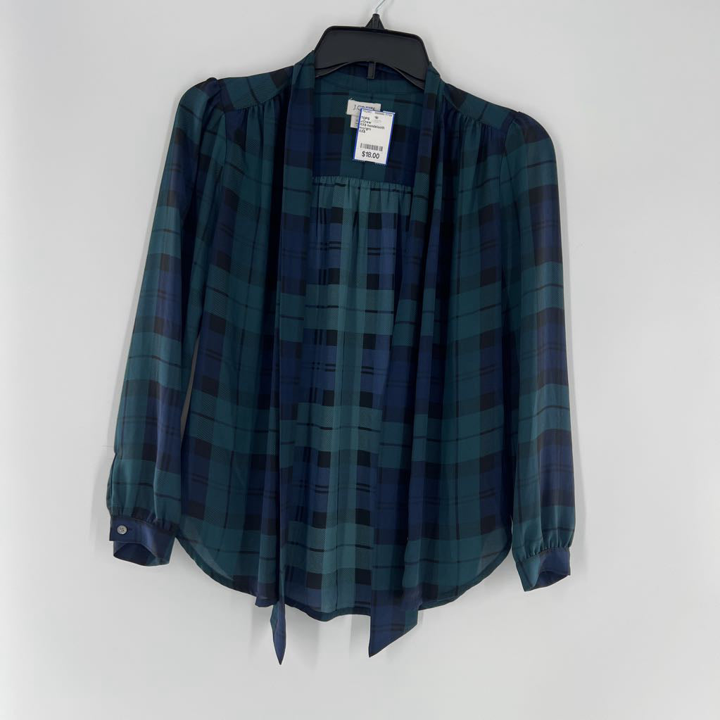 XXS hondstooth button down l/s top