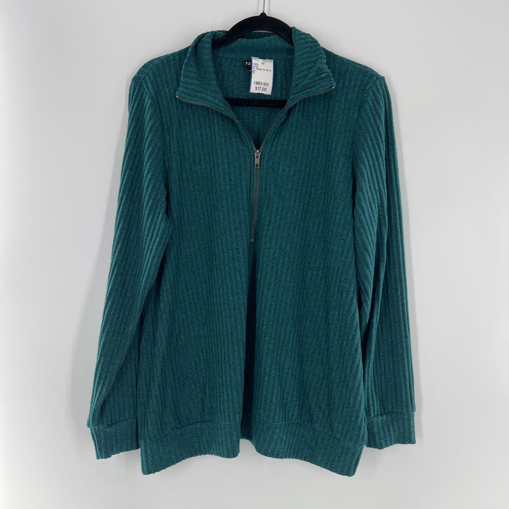 1X ribbed 1/2 zip l/s top