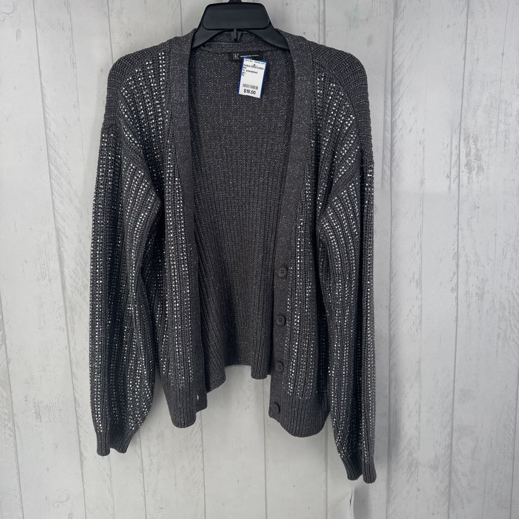 XL embelished button front cardi