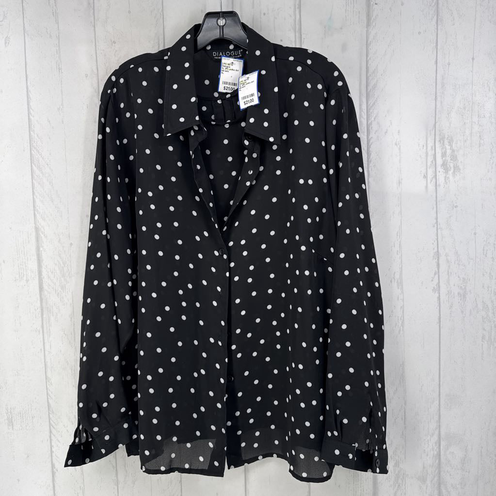 XL 2Pc polka dot l/s top & cami set
