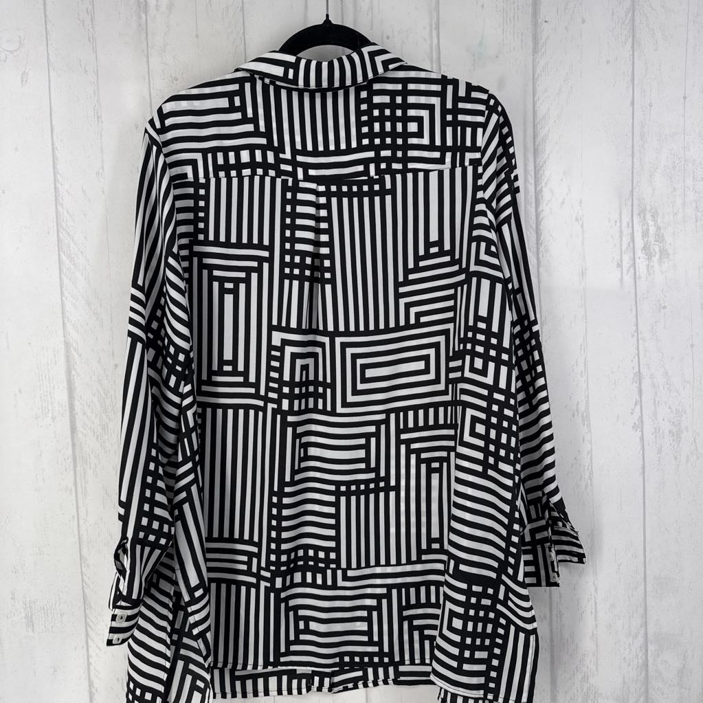 18w printed button down l/s top