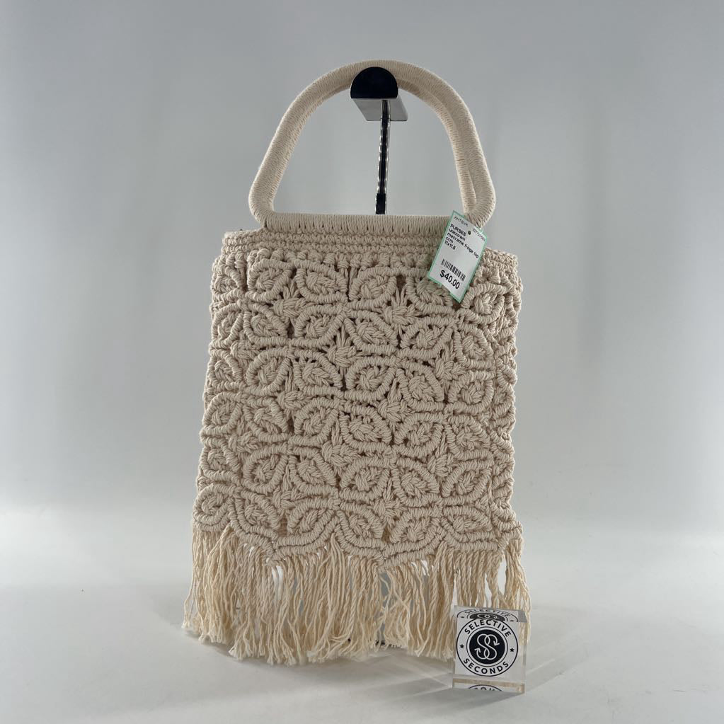 macrame fringe top handle purse