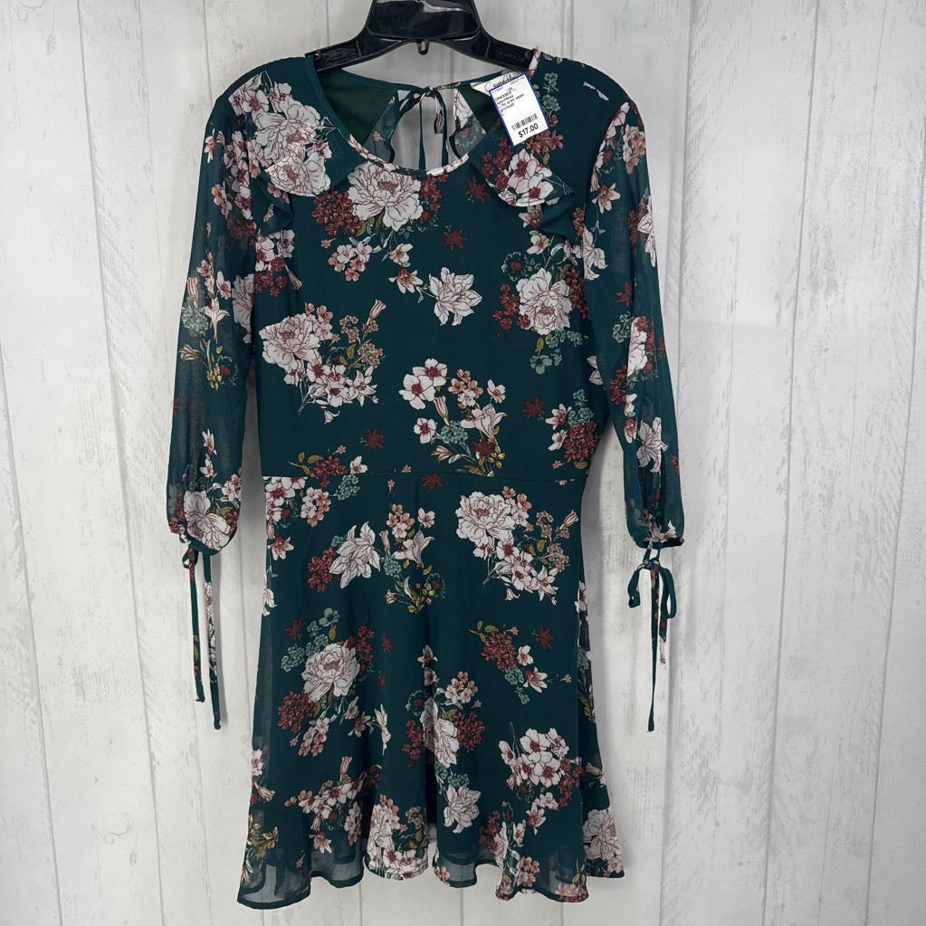 L flo print open back 3/4 slv dress