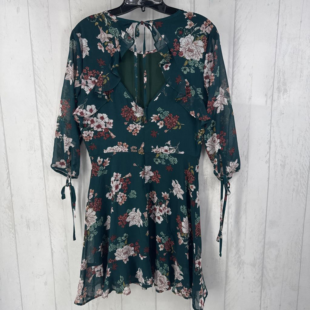 L flo print open back 3/4 slv dress