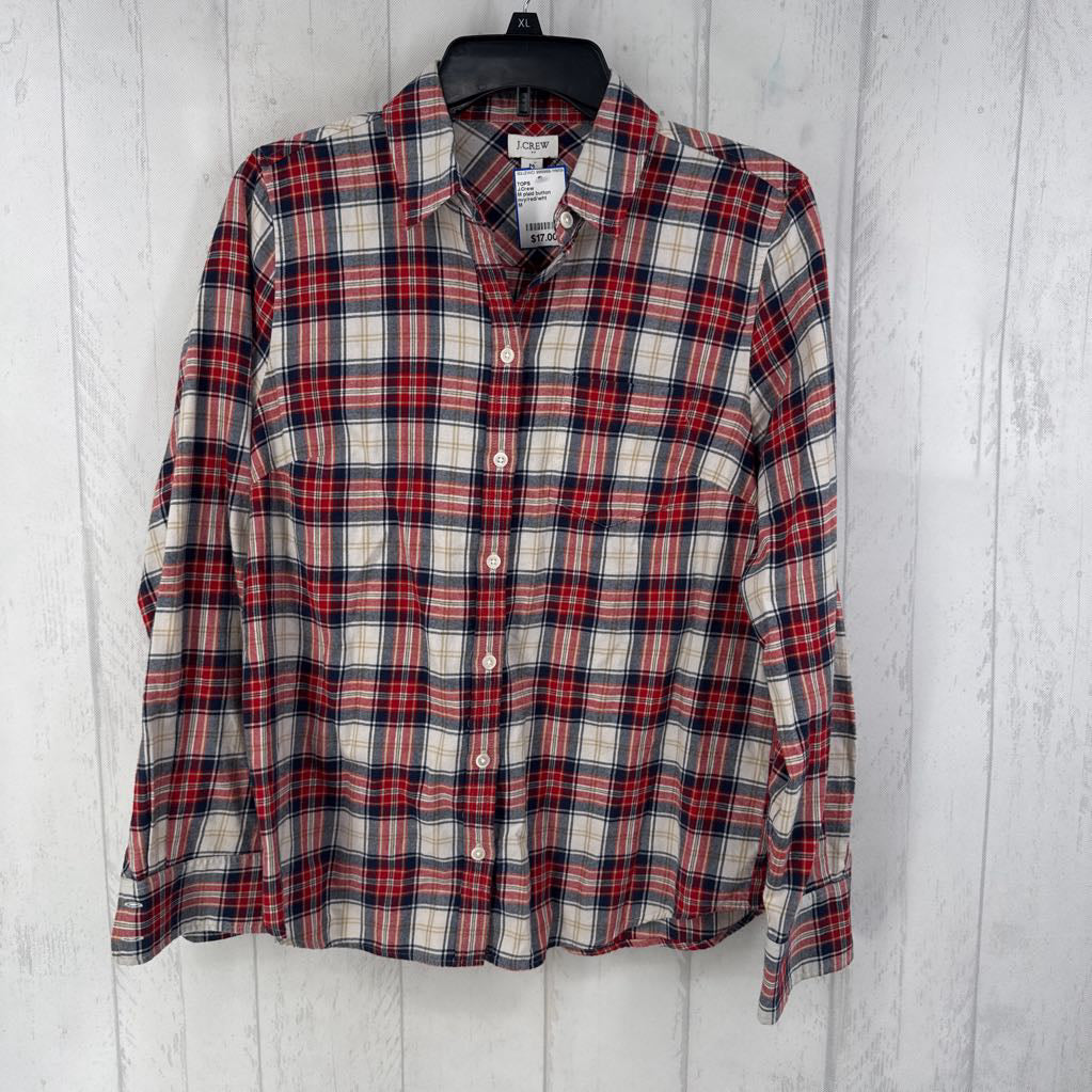 M plaid button down l/s top