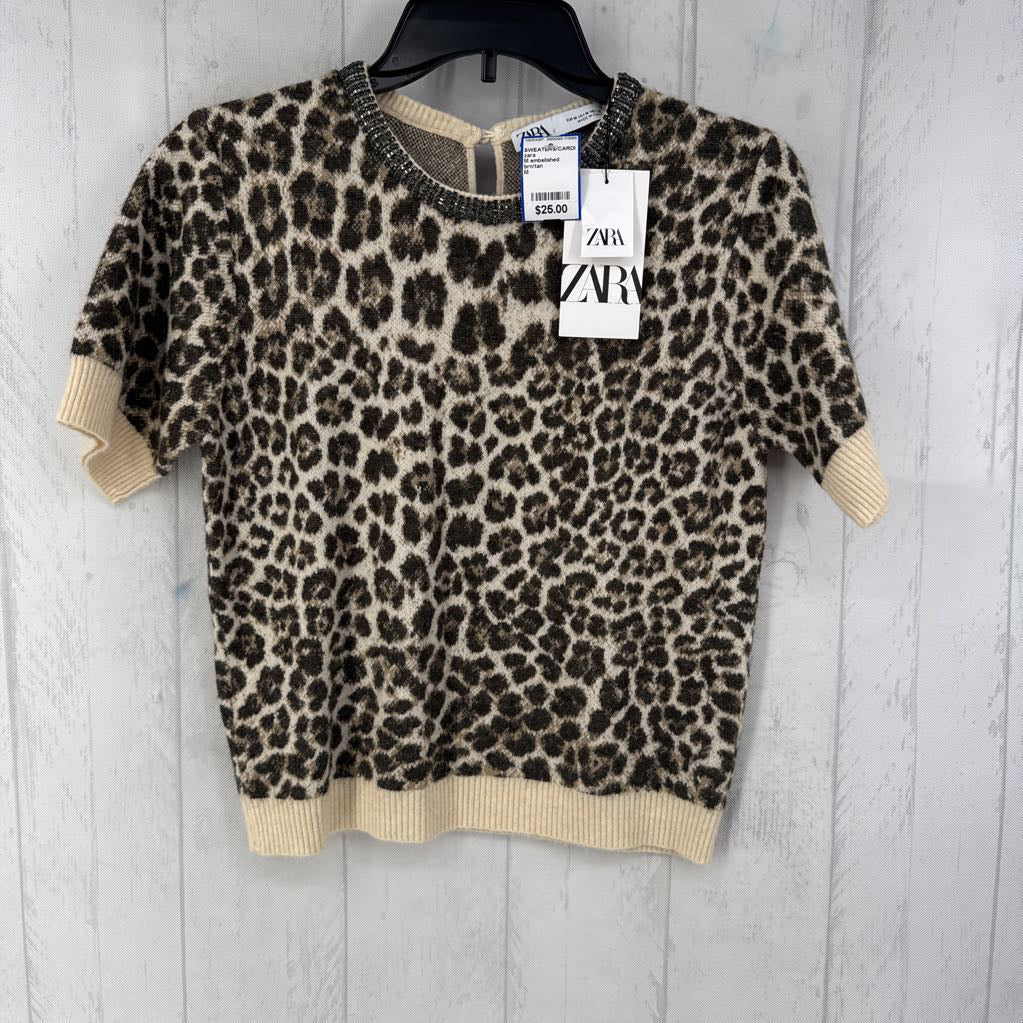 M embelished animal print s/s sweater