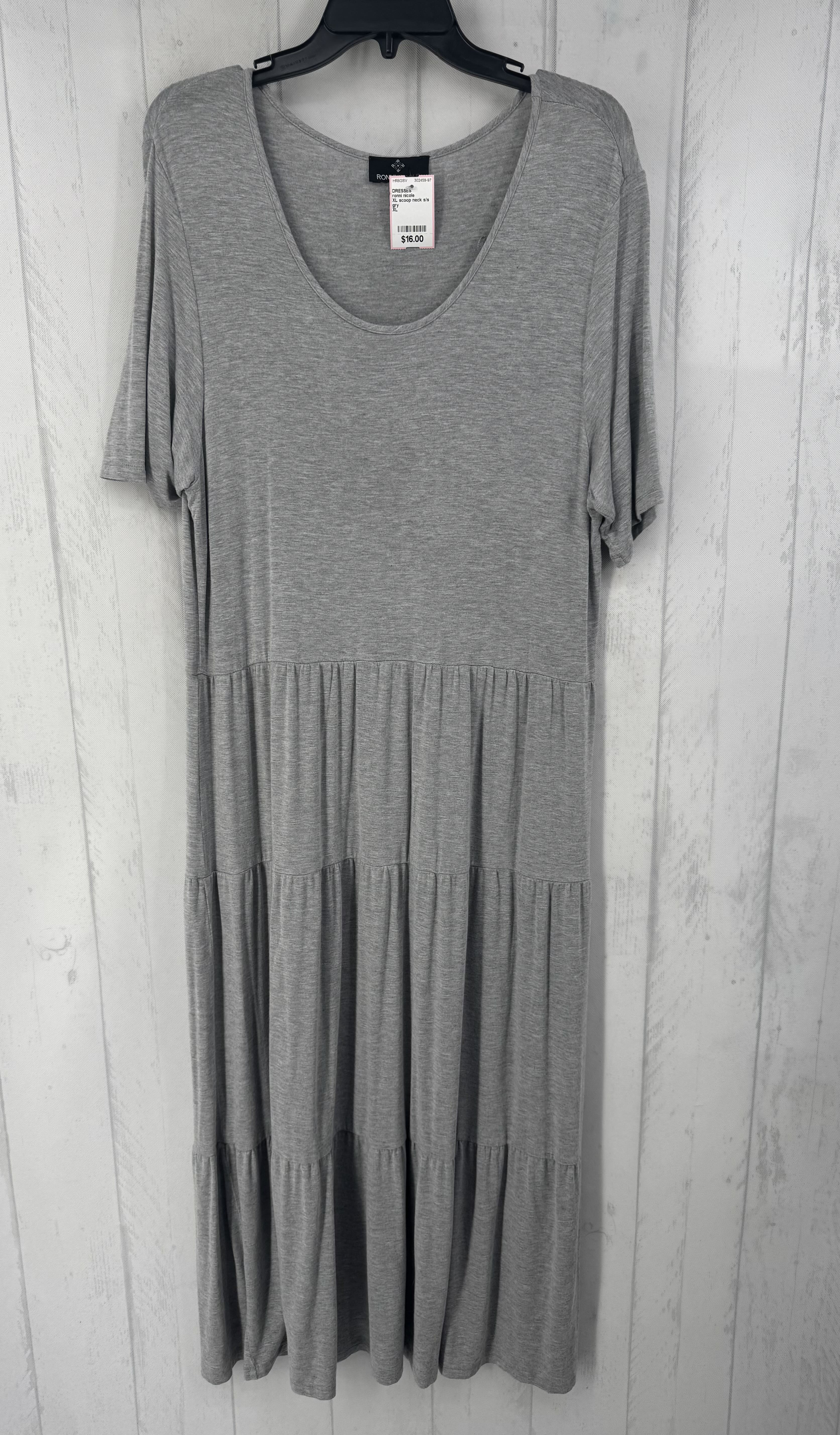 XL scoop neck s/s maxi dress