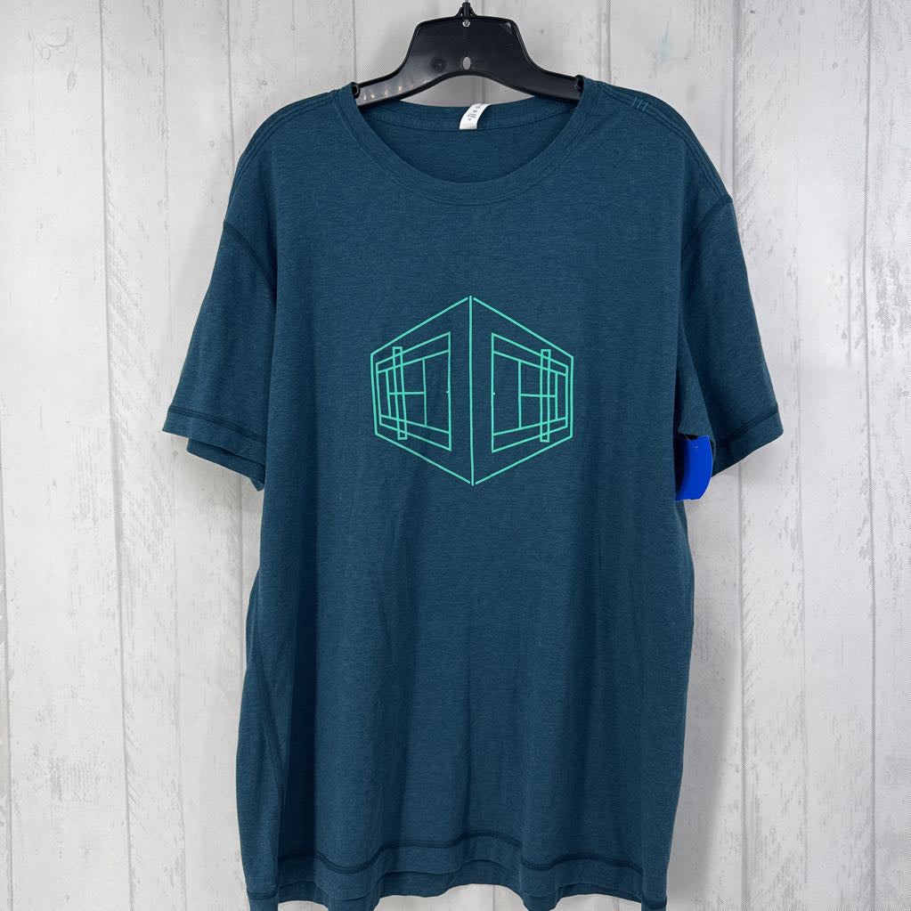 XXL s/s geometric tennis court graphic tee