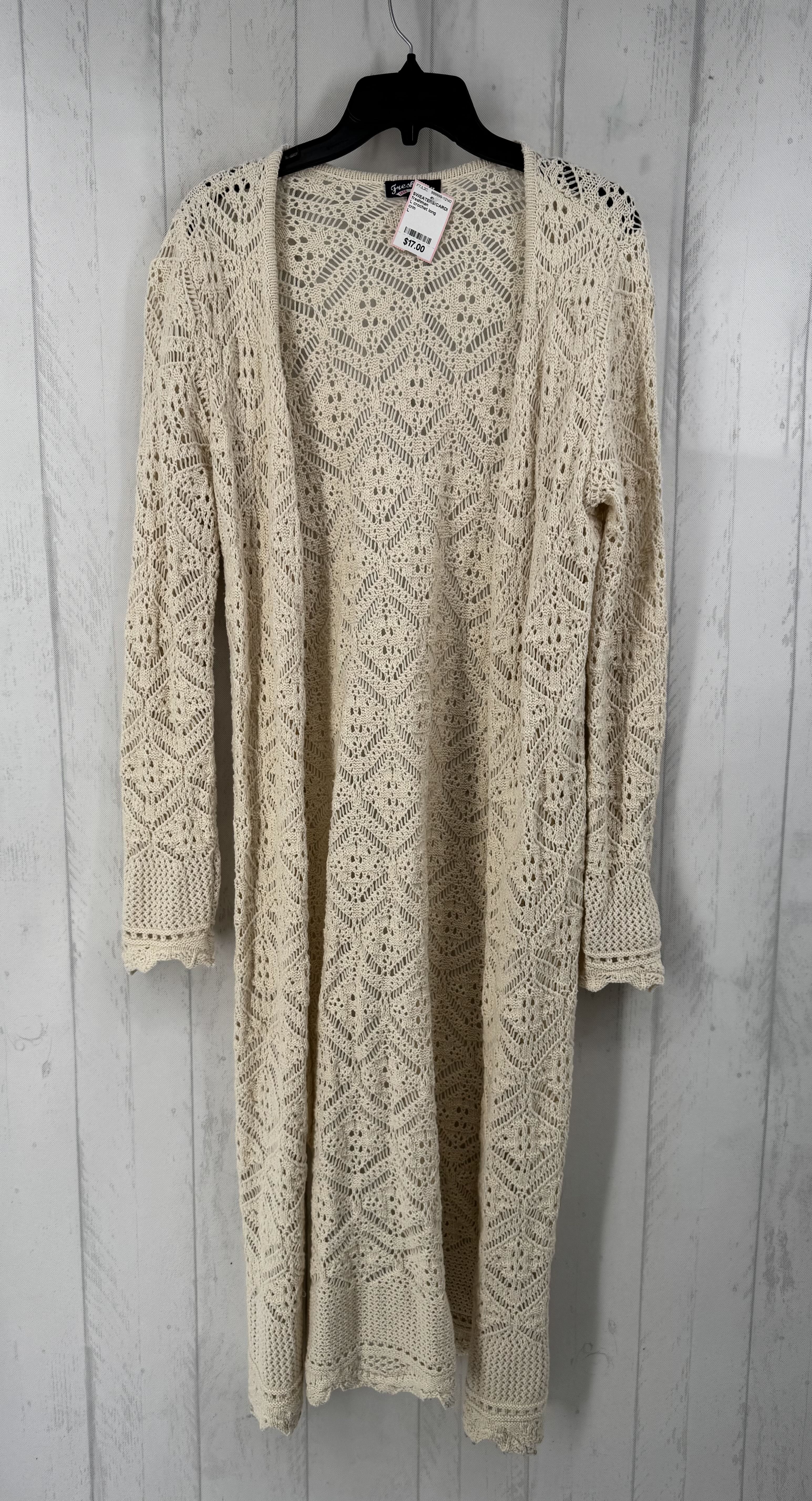 L crochet long cardi