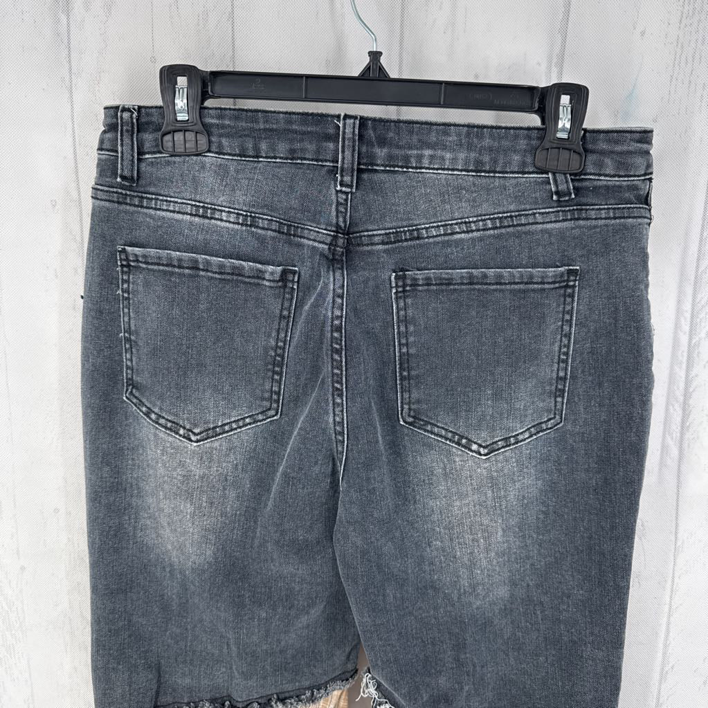 M floral bottom flare leg jeans