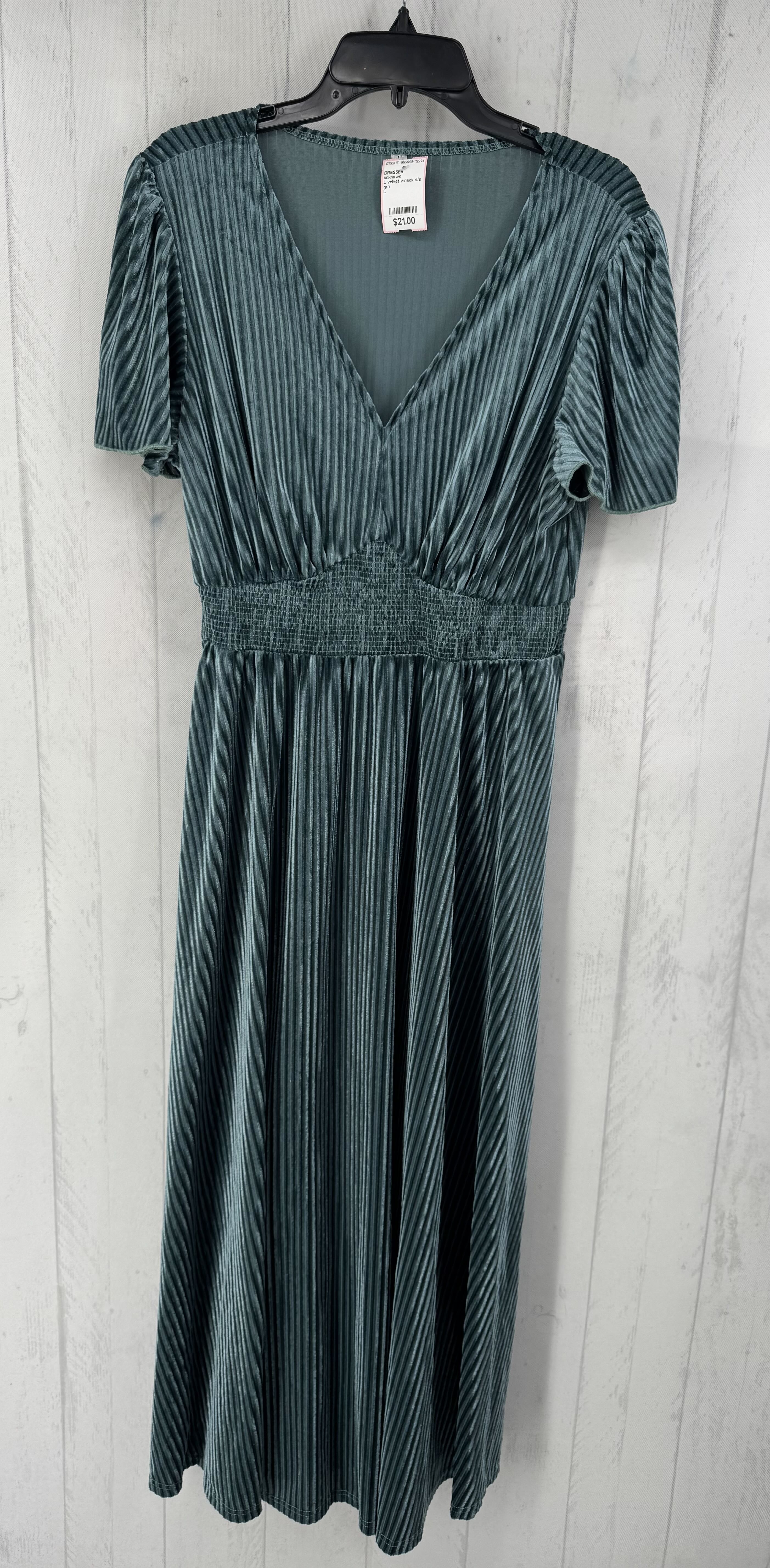 L velvet v-neck s/s dress