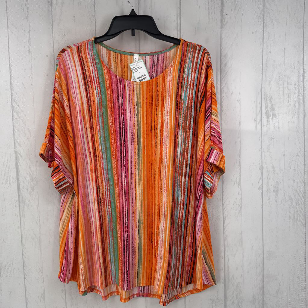 L cuff s/s stripe top