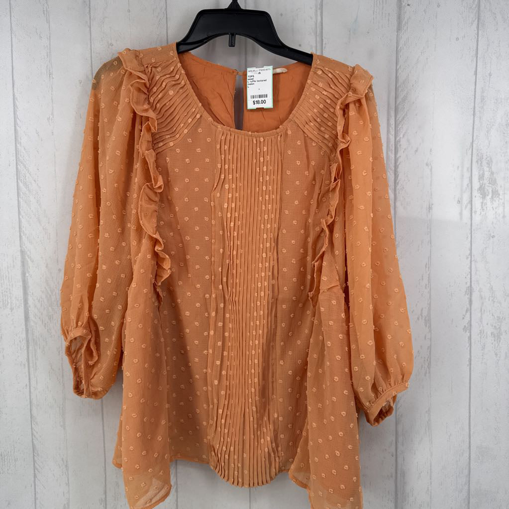 L ruffle textured pleated s/s top