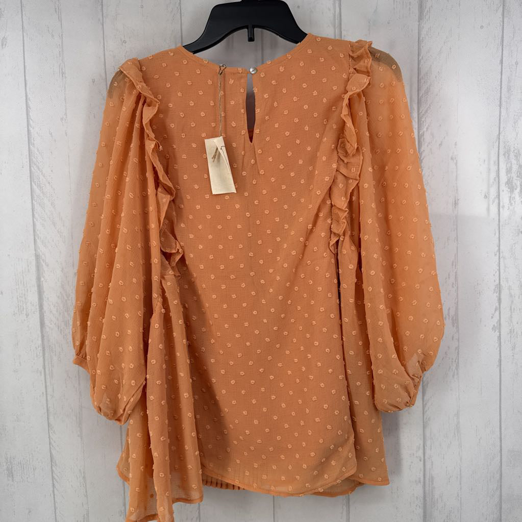 L ruffle textured pleated s/s top