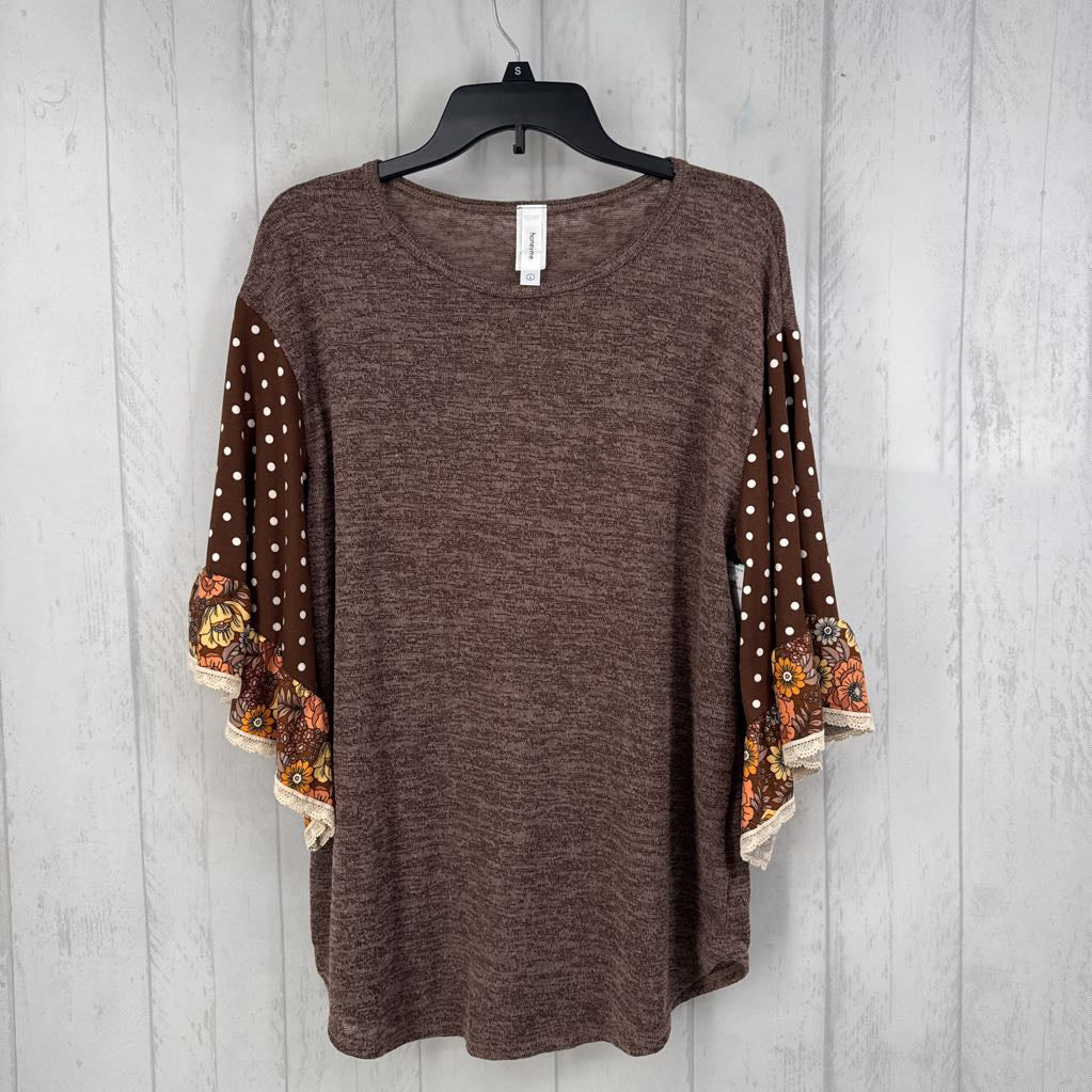 L polka dot slv top