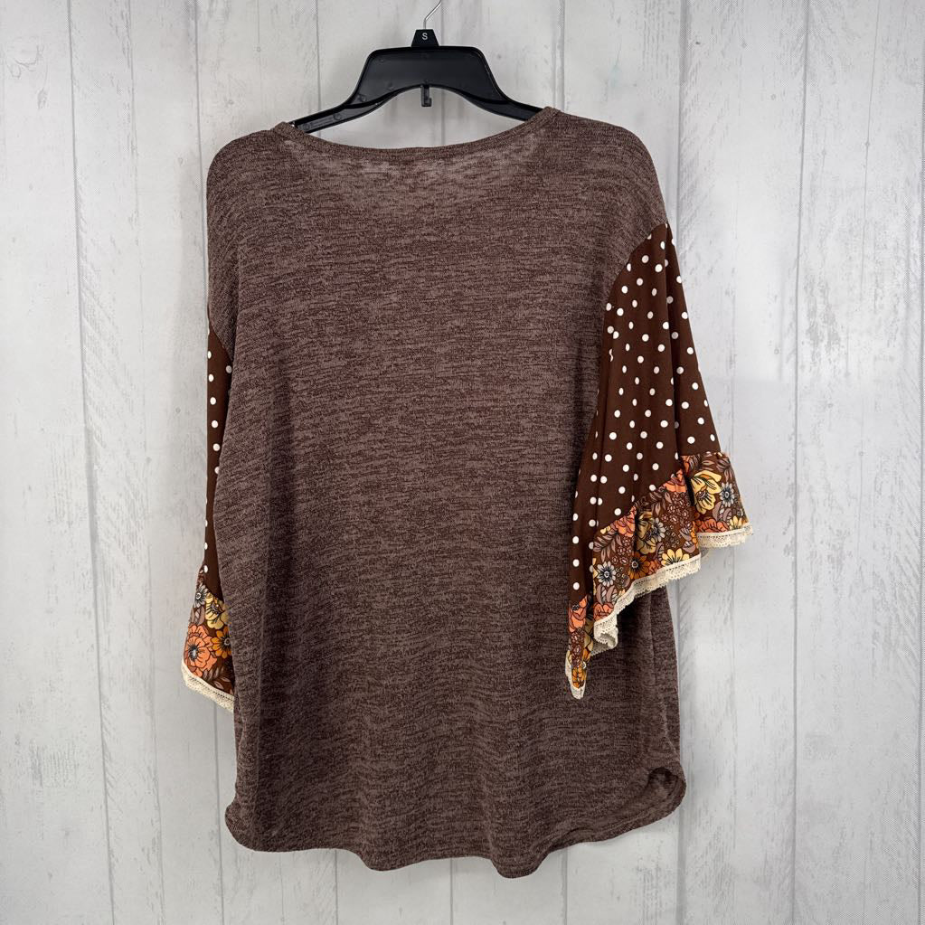 L polka dot slv top