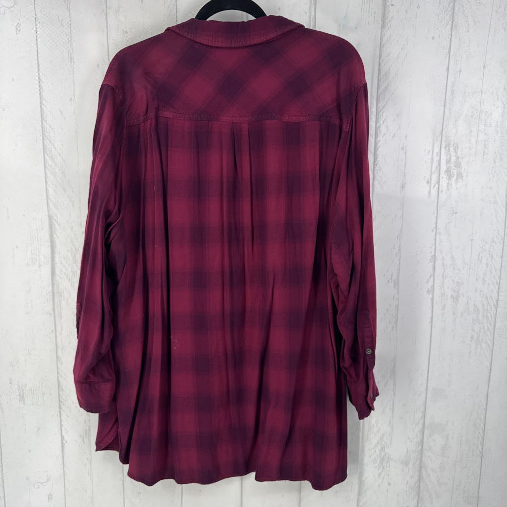 4X checkered button down l/s top