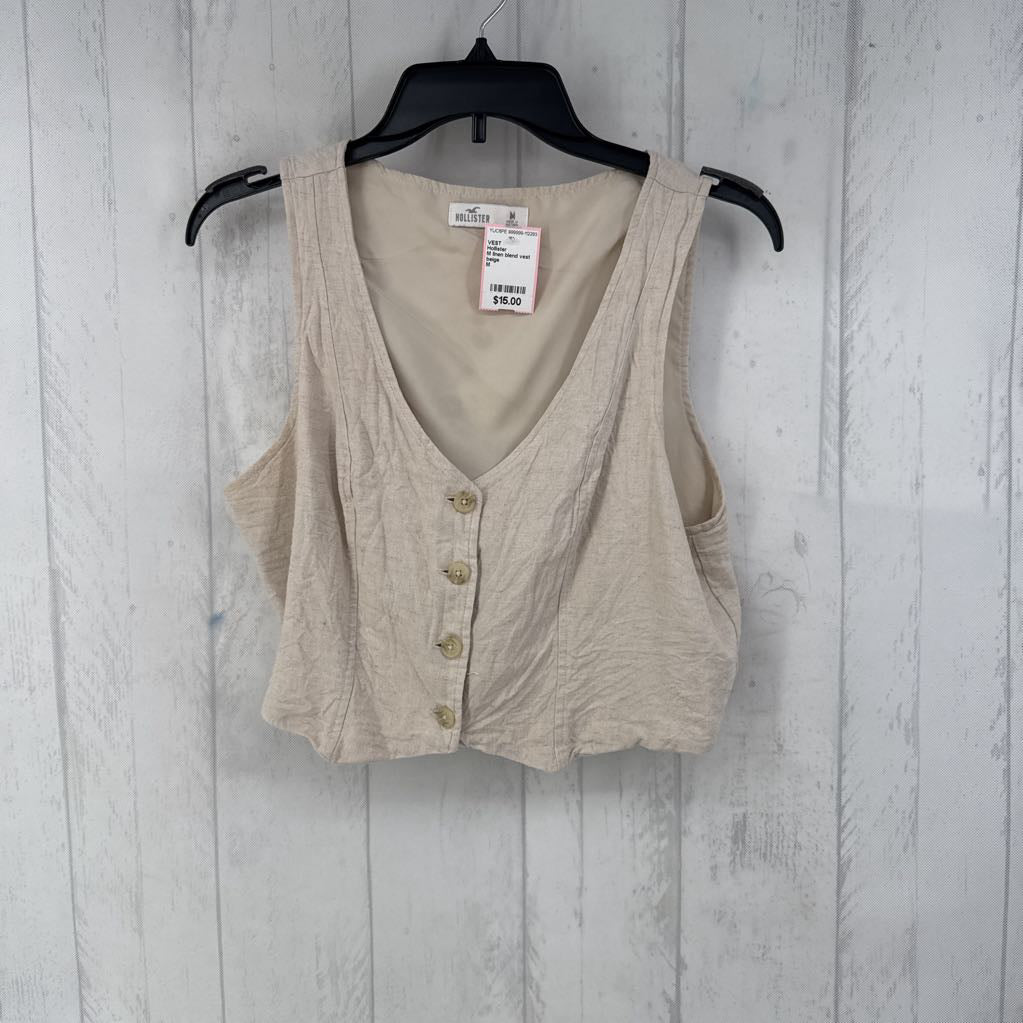 M linen blend vest