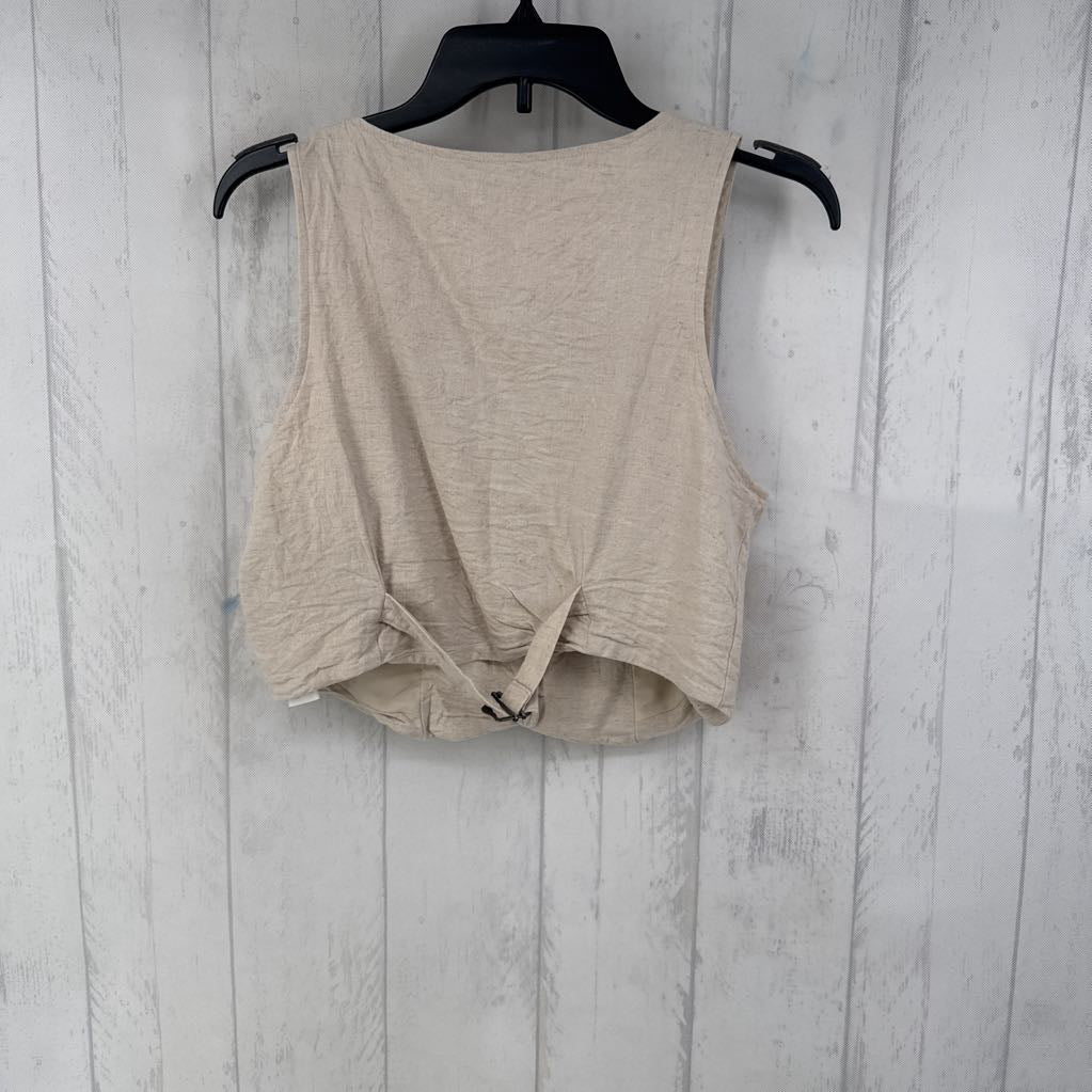 M linen blend vest