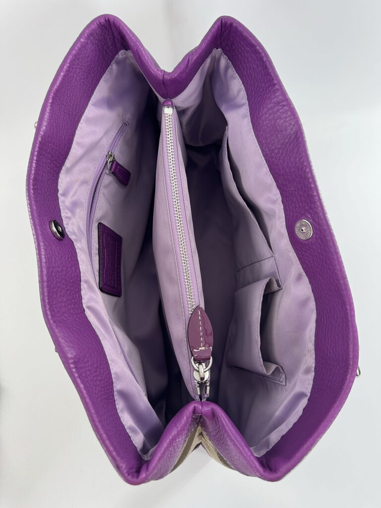 canvas signature leather trim satchel