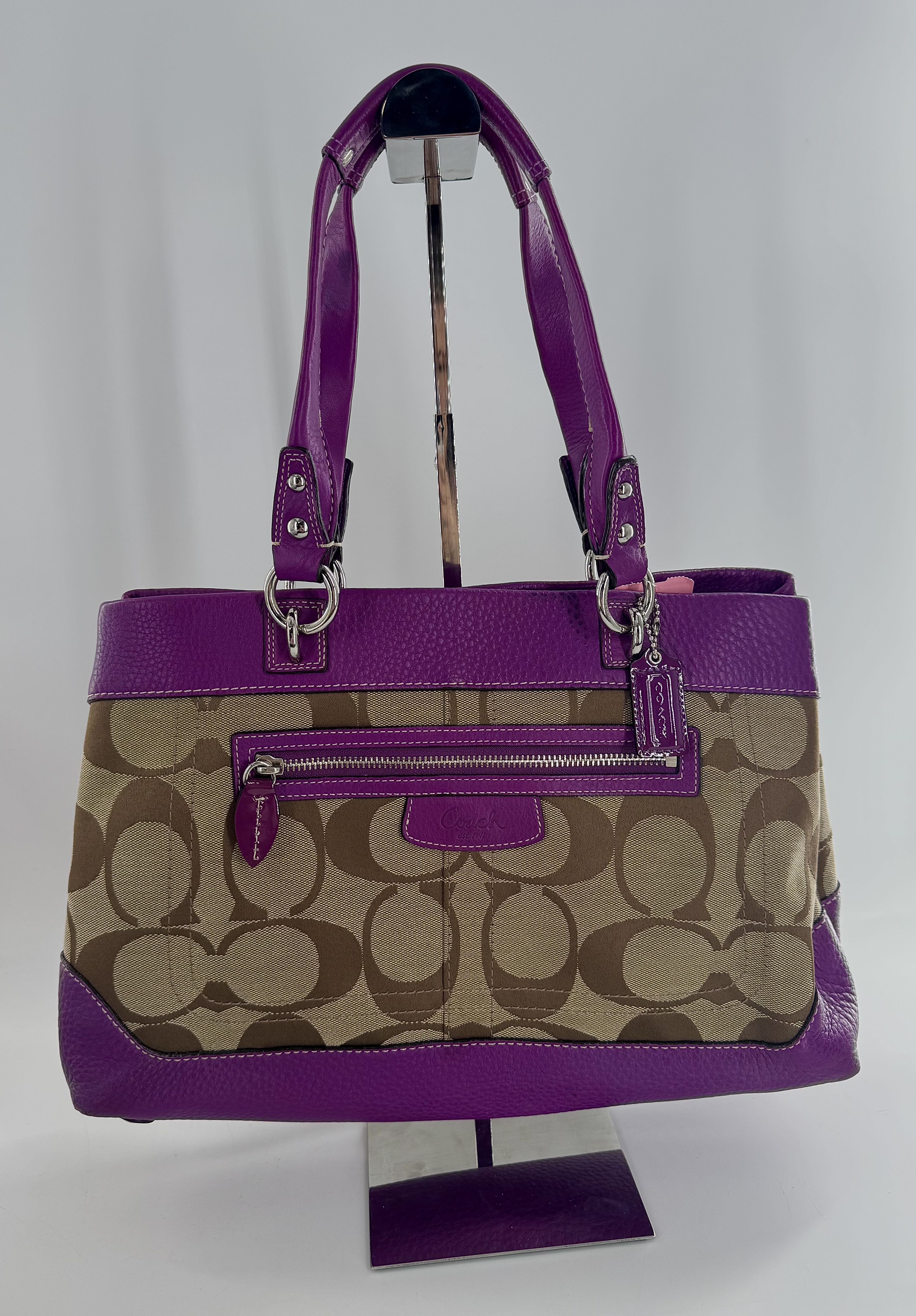 canvas signature leather trim satchel