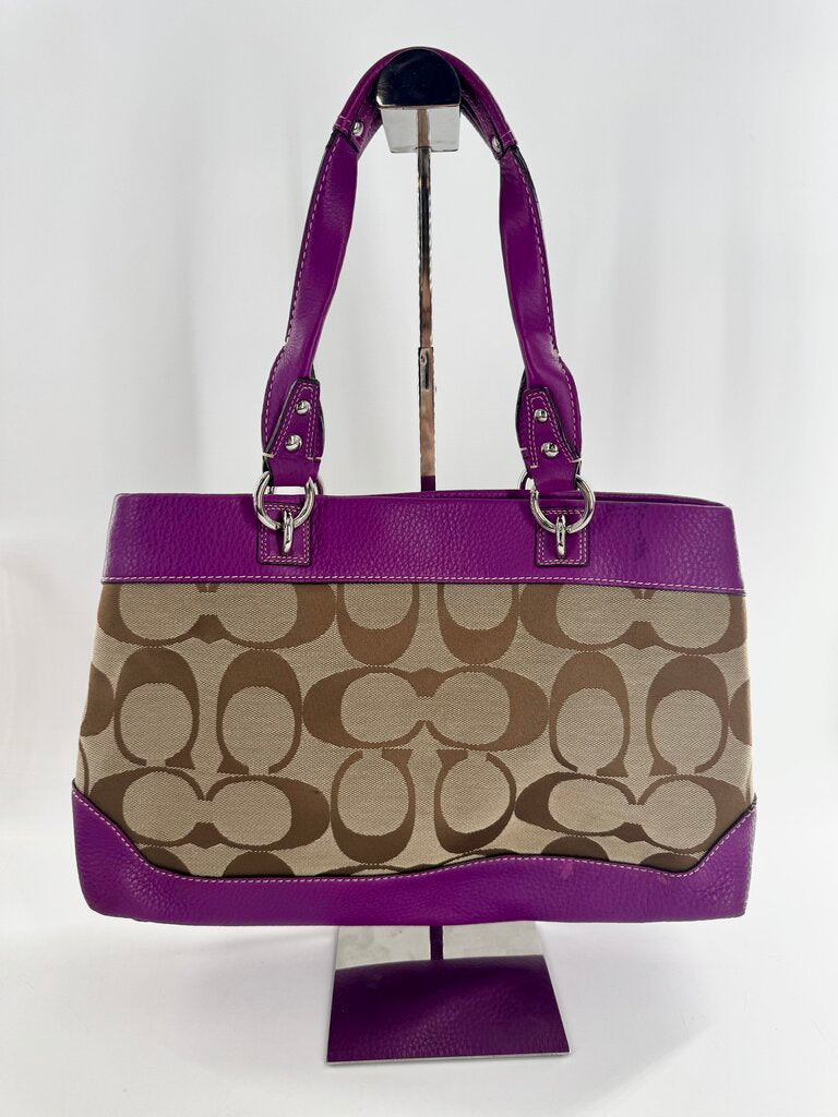 canvas signature leather trim satchel