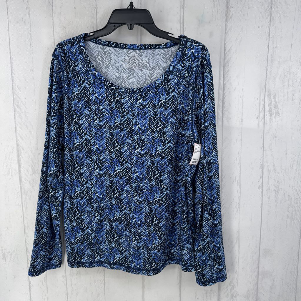 XL printed round neck l/s top