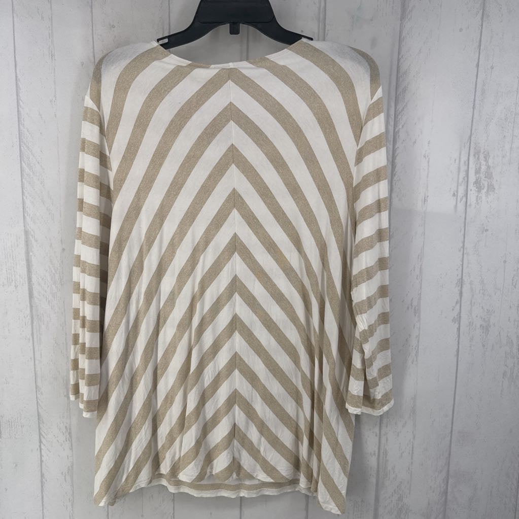 XL striped scoop neck 3/4 slv tunic