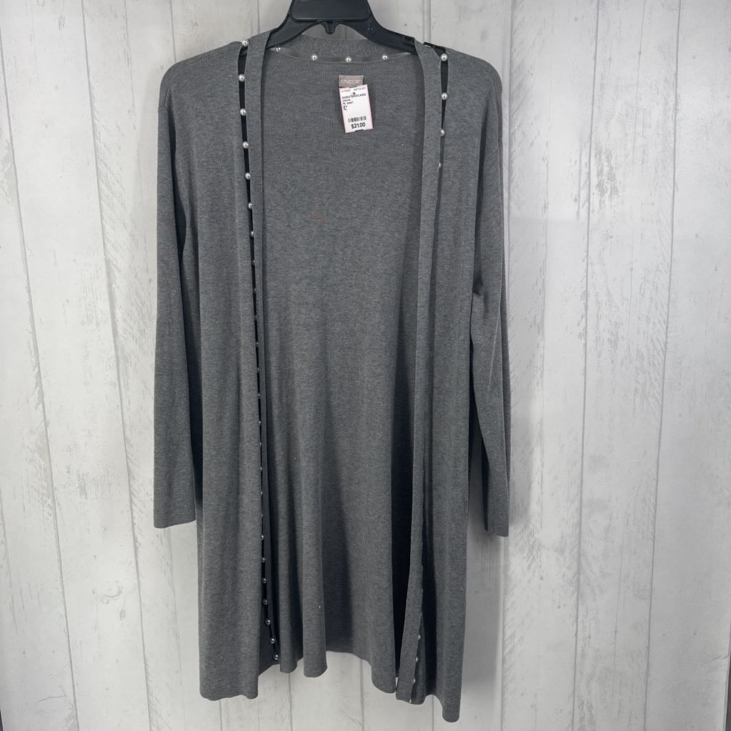 XL pearl embelished long cardi