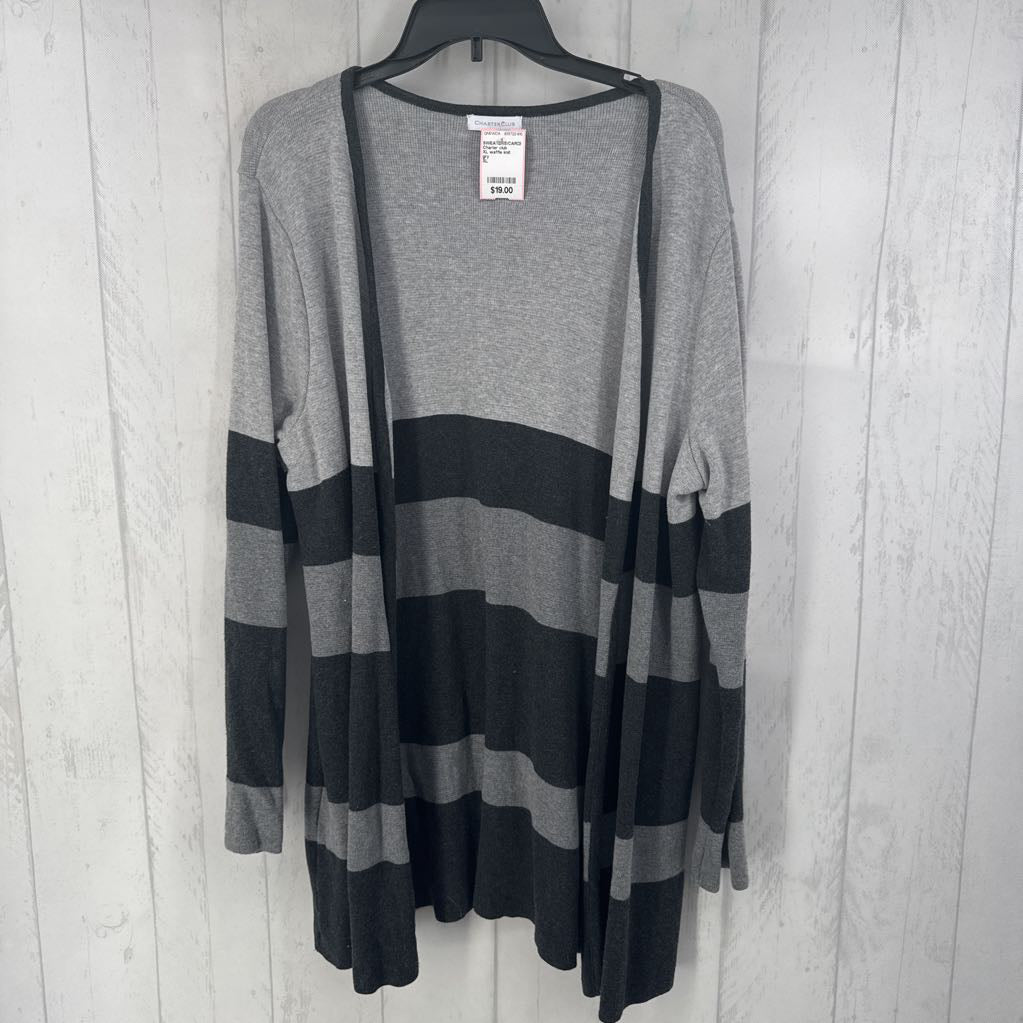 XL waffle knit striped cardi