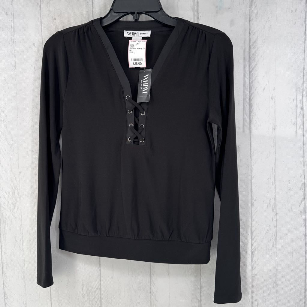 R35 XXS lace up l/s top