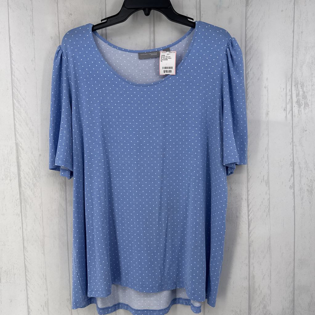 XL scoop neck polka dot elbow slv tee