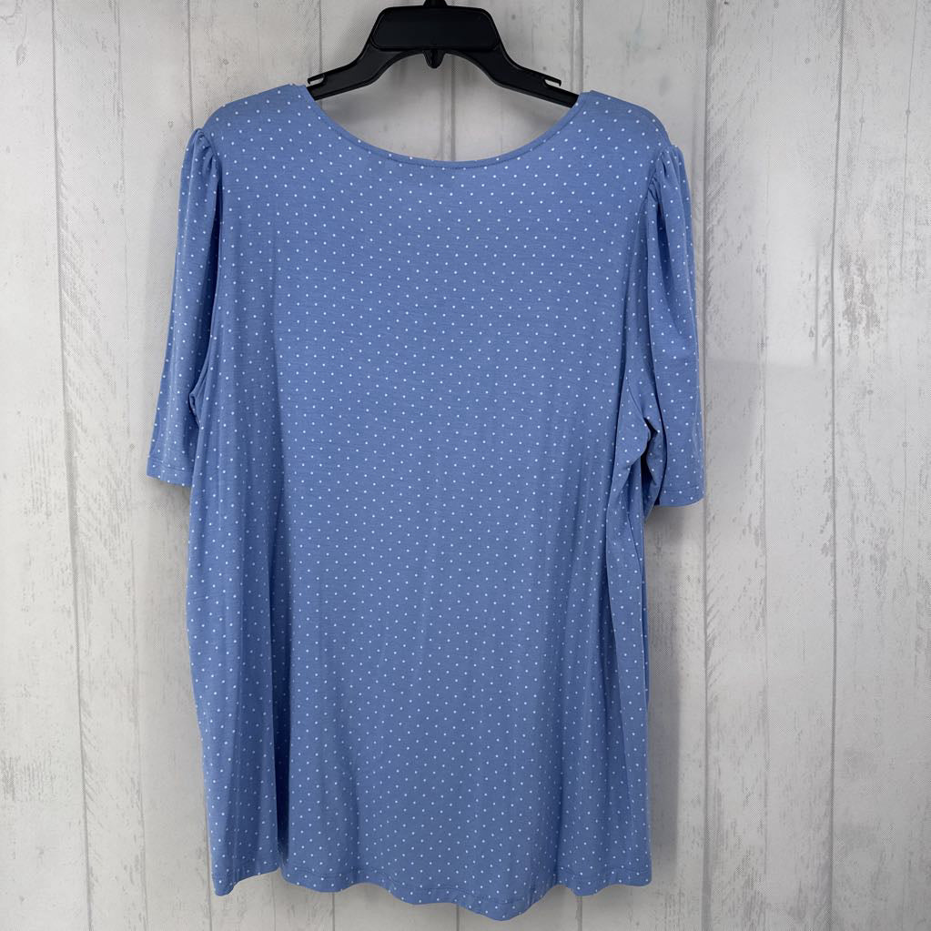XL scoop neck polka dot elbow slv tee