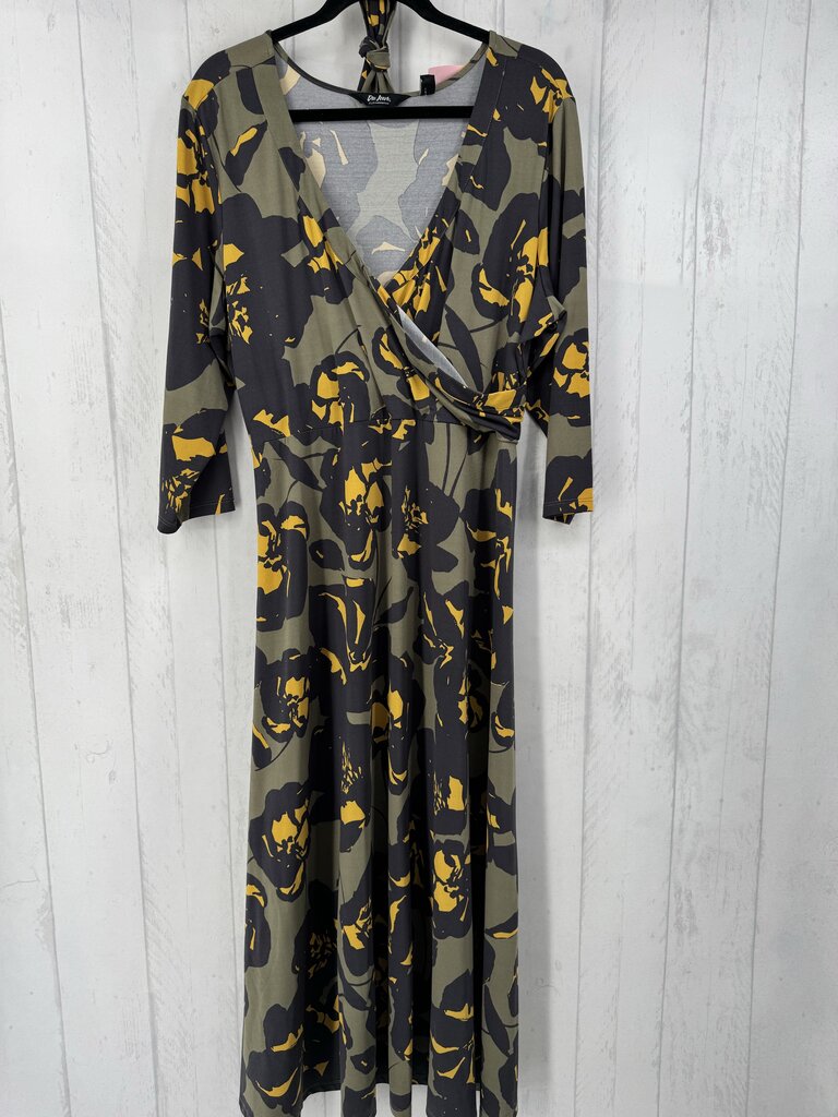 1Xp flo print crossover 3/4 slv dress