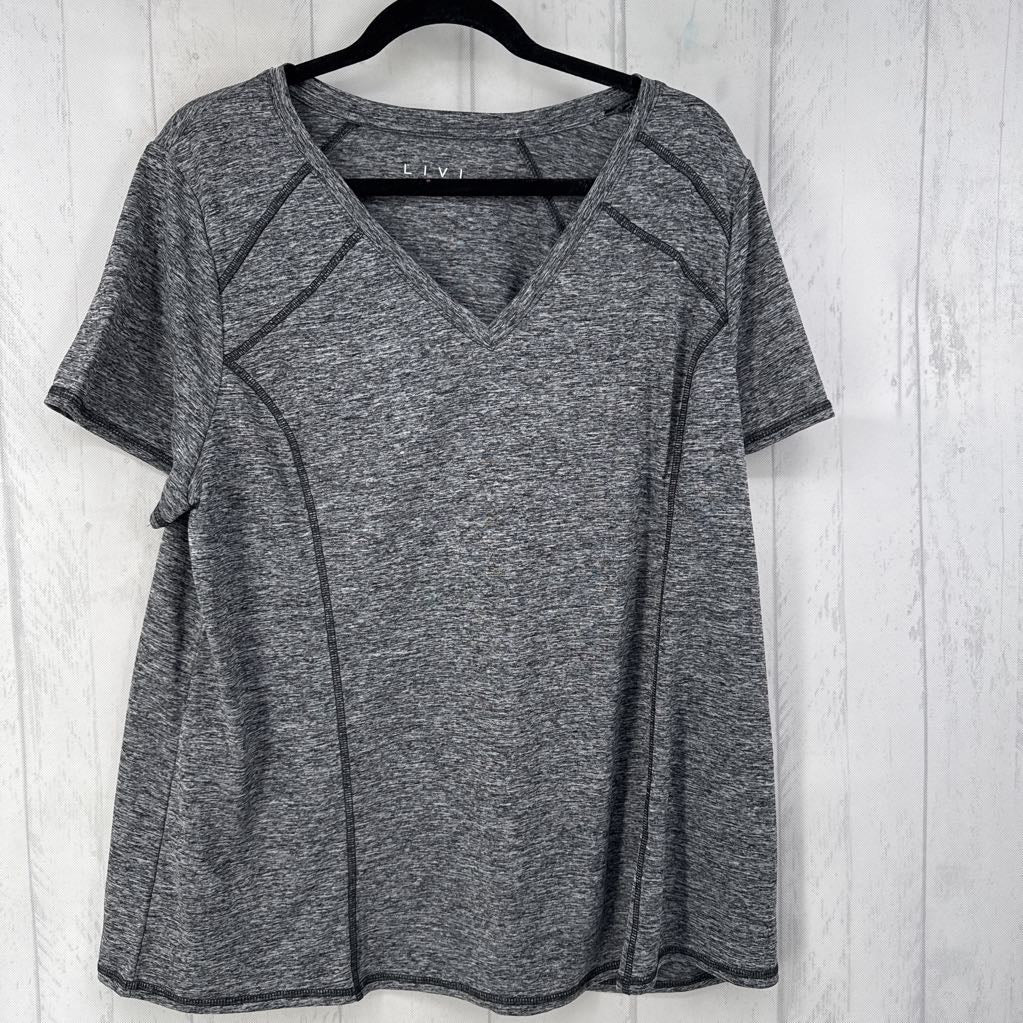 18/20 marled v-neck s/s top