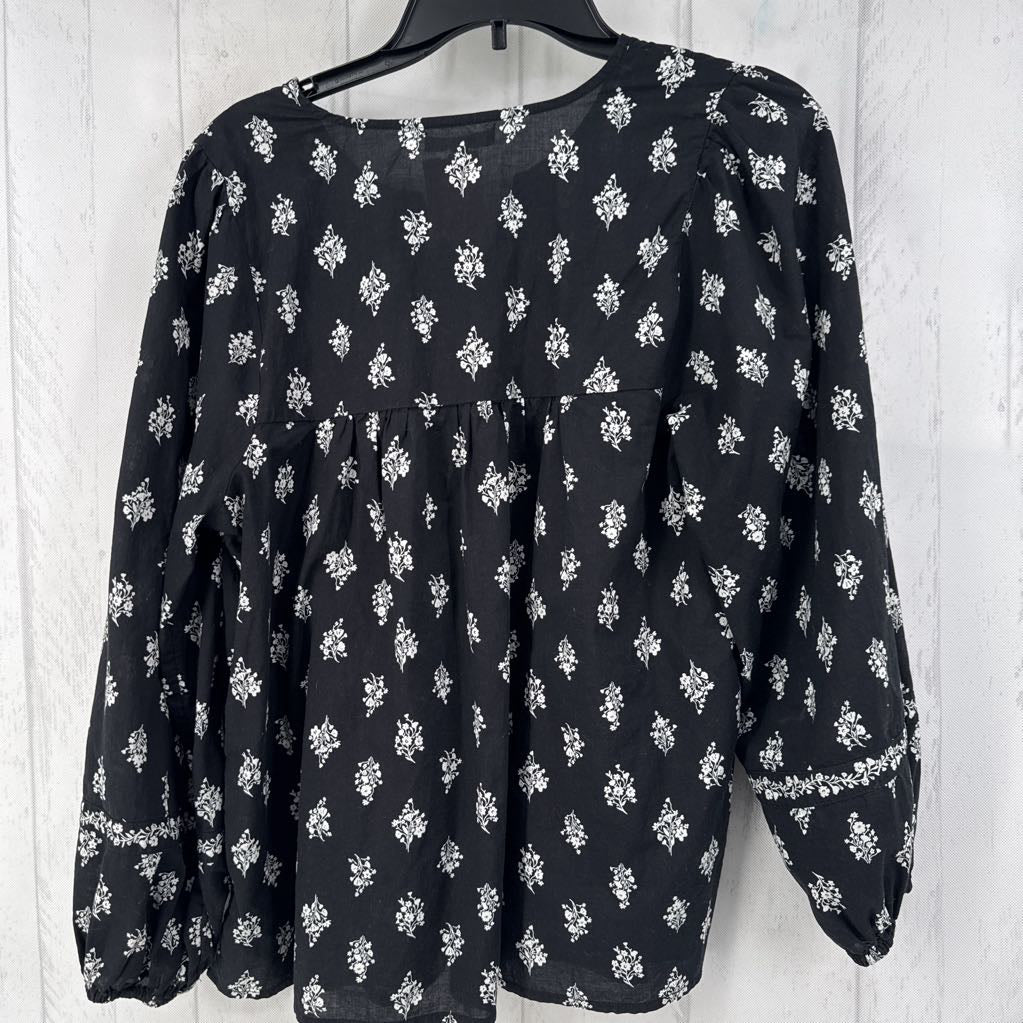 L flo print notch neck l/s top